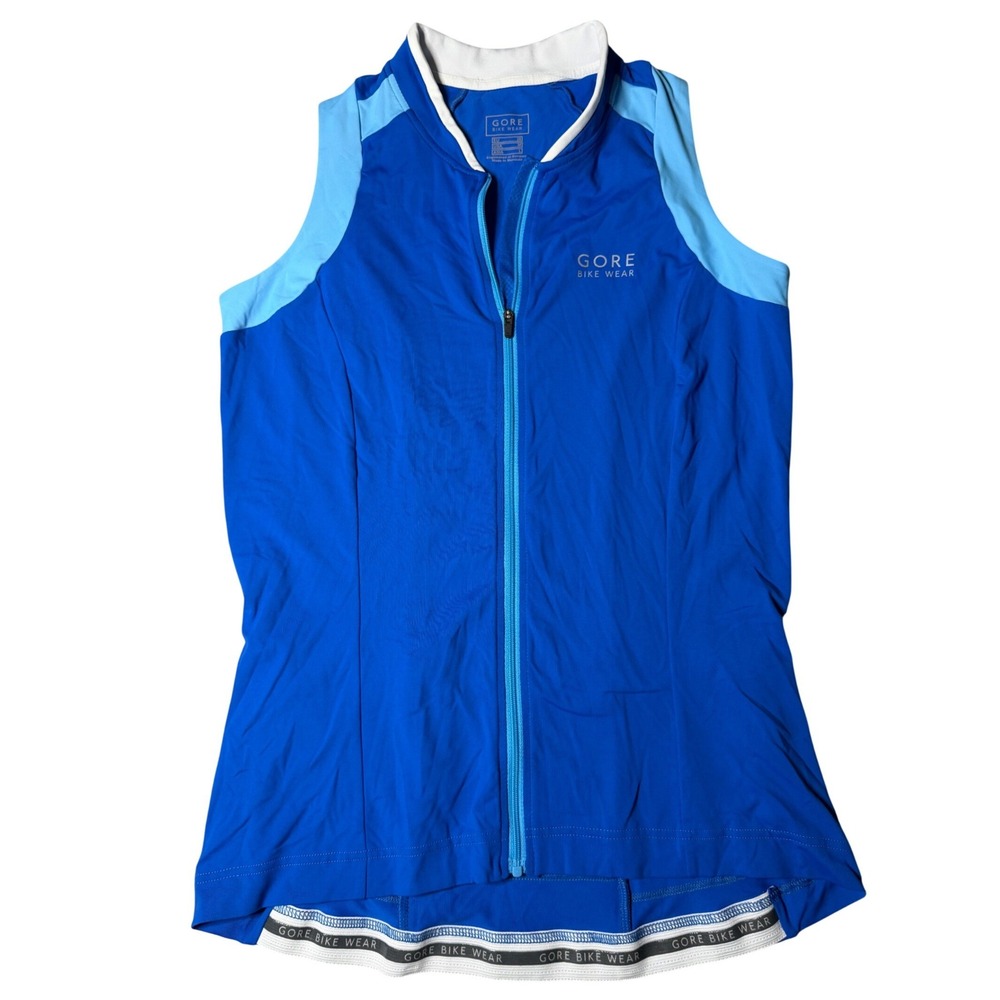 Gore Bike Wear Womens Blue Sleeveless Cycling Jersey Full Zip Size Medium M